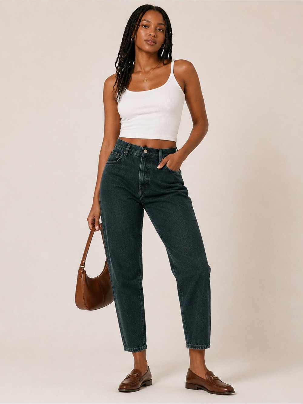 Deadstock NWT Vintage 90s Bill Blass Dark Green / Black Straight Leg Mom Jeans
